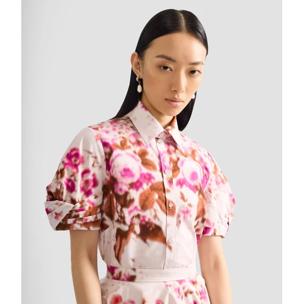 Erdem Floral Print Cotton Short Sleeve Shirt - Tops - British Romantic Luxury at Coveti