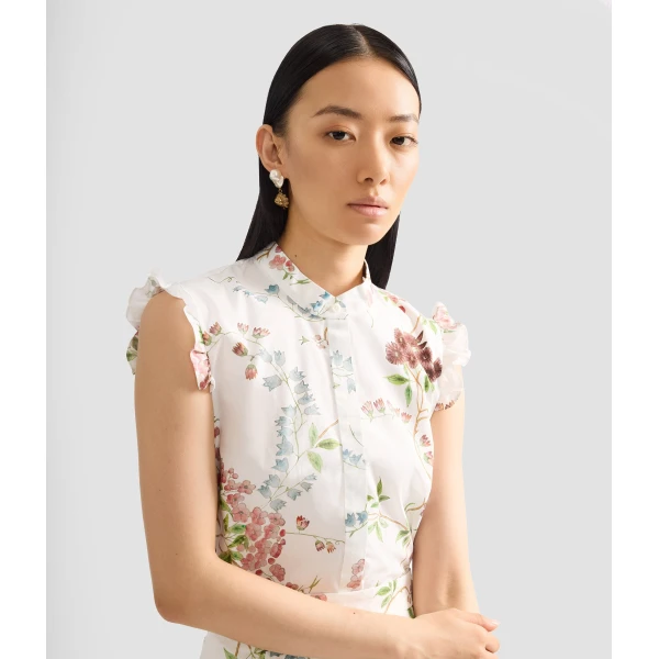 Erdem Floral Print Cotton Sleeveless Shirt - Tops - British Romantic Luxury at Coveti