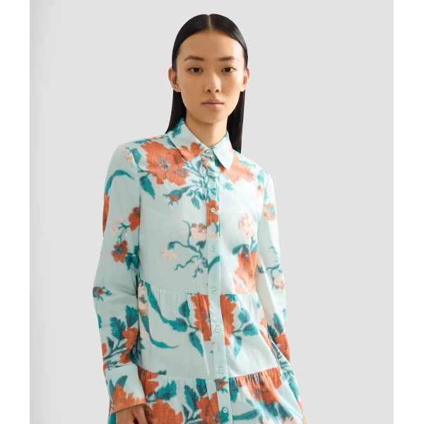Erdem Floral Print Cotton Tiered Midi Shirt Dress - Dresses - British Romantic Luxury at Coveti