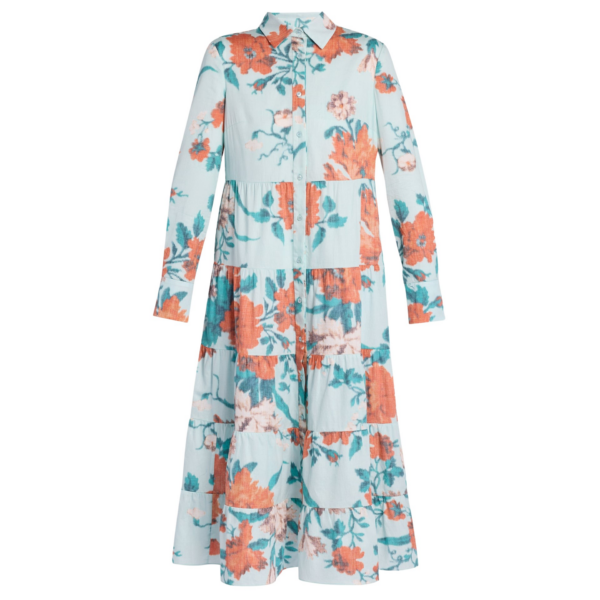 Erdem Floral Print Cotton Tiered Midi Shirt Dress - Dresses - British Romantic Luxury at Coveti
