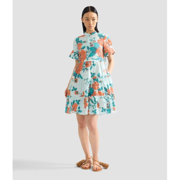 Erdem Floral Print Cotton Tiered Mini Dress - Dresses - British Romantic Luxury at Coveti