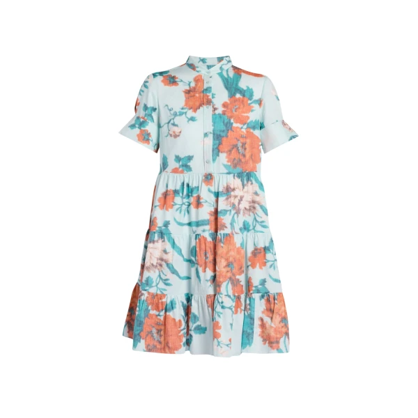 Erdem Floral Print Cotton Tiered Mini Dress - Dresses - British Romantic Luxury at Coveti