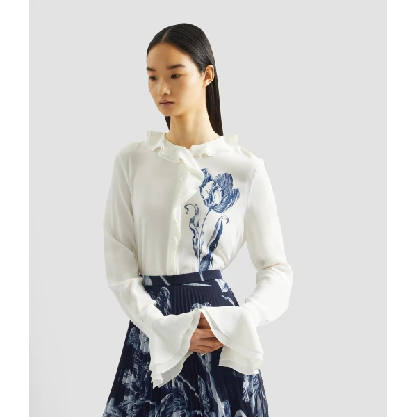 Erdem Floral Print Crepe De Chine Long Sleeve Shirt - Tops - British Romantic Luxury at Coveti