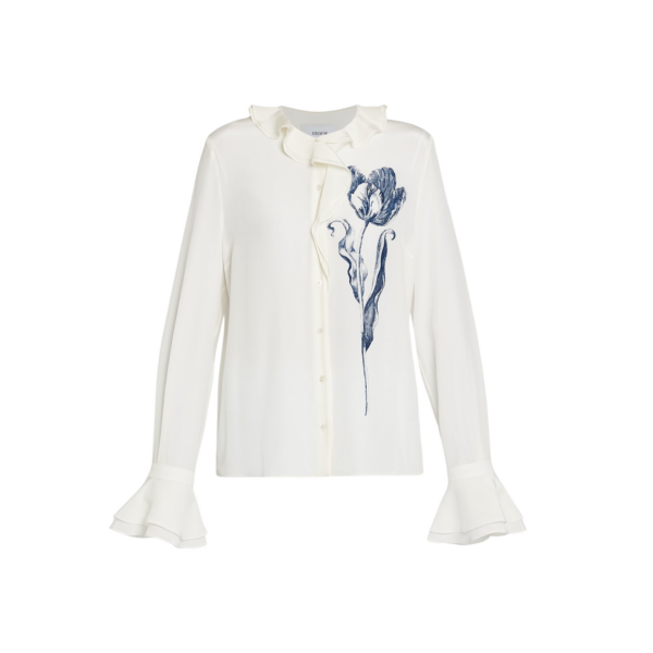 Erdem Floral Print Crepe De Chine Long Sleeve Shirt - Tops - British Romantic Luxury at Coveti