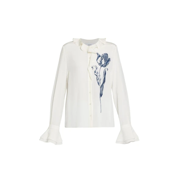 Erdem Floral Print Crepe De Chine Long Sleeve Shirt - Tops - British Romantic Luxury at Coveti