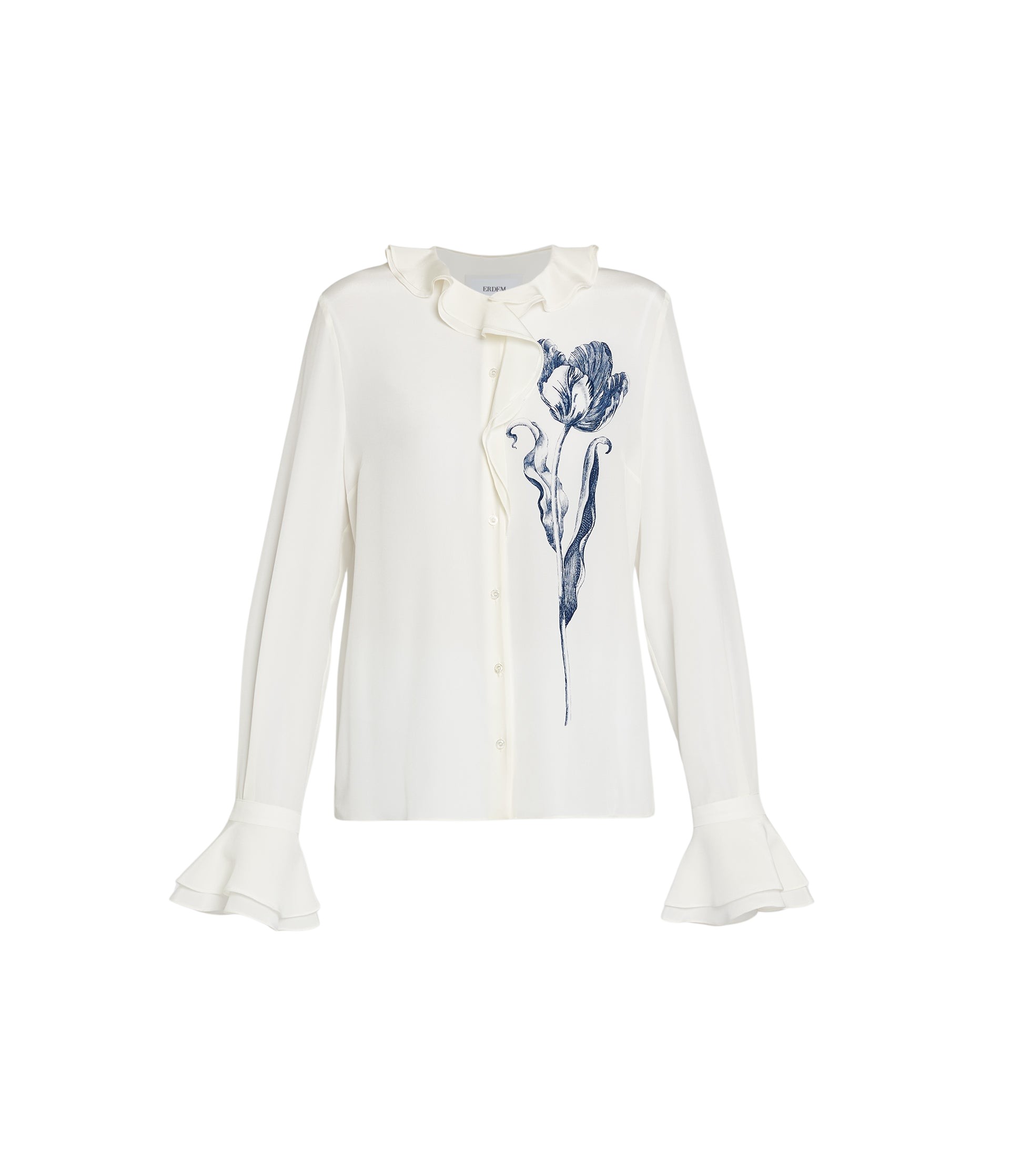 Erdem Floral Print Crepe De Chine Long Sleeve Shirt