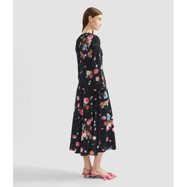 Erdem Floral Print Crepe Long Sleeve Midi Dress - Dresses - British Romantic Luxury at Coveti