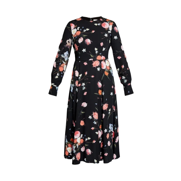 Erdem Floral Print Crepe Long Sleeve Midi Dress - Dresses - British Romantic Luxury at Coveti