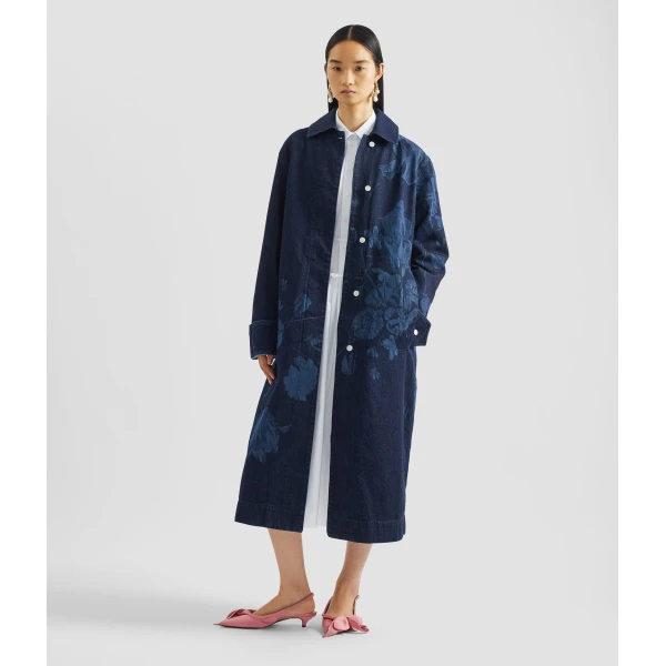 Erdem Floral Print Denim Coat - Coats - British Romantic Luxury at Coveti