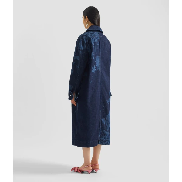 Erdem Floral Print Denim Coat - Coats - British Romantic Luxury at Coveti