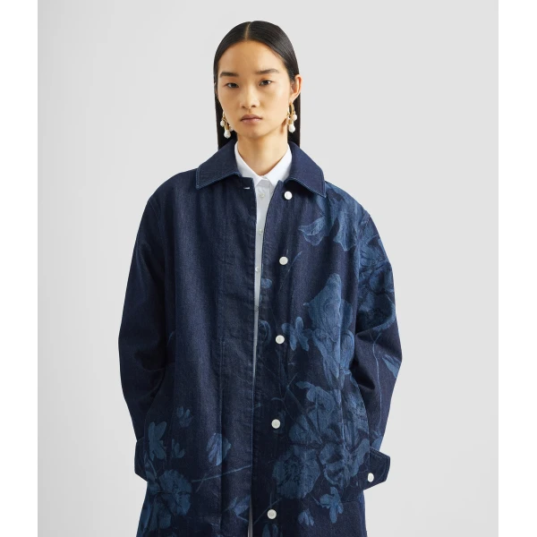 Erdem Floral Print Denim Coat - Coats - British Romantic Luxury at Coveti