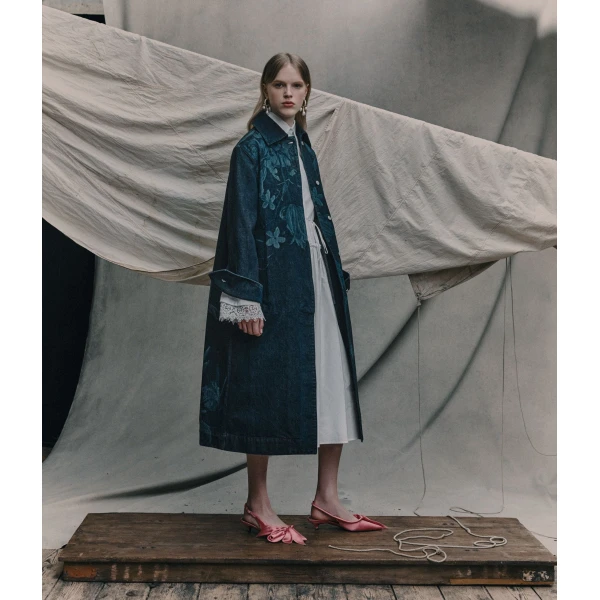 Erdem Floral Print Denim Coat - Coats - British Romantic Luxury at Coveti
