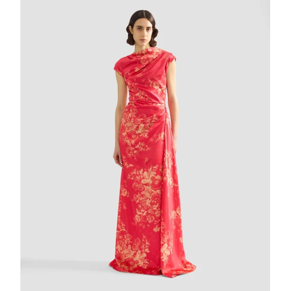 Erdem Floral Print Duchess Draped Gown - Dresses - British Romantic Luxury at Coveti