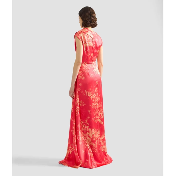 Erdem Floral Print Duchess Draped Gown, view 3