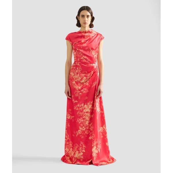 Erdem Floral Print Duchess Draped Gown - Dresses - British Romantic Luxury at Coveti