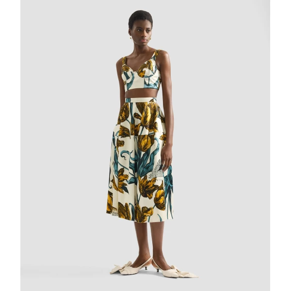 Erdem Floral Print Duchess Full Midi Skirt - Skirts - British Romantic Luxury at Coveti