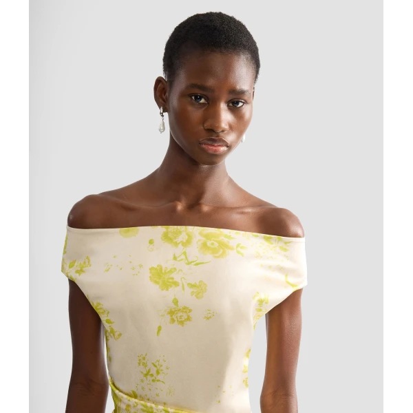 Erdem Floral Print Duchess Slashed Neckline Gown - Dresses - British Romantic Luxury at Coveti