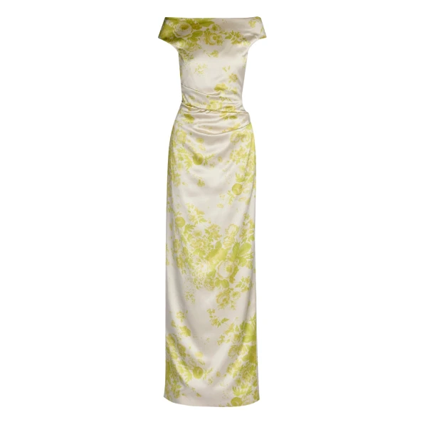 Erdem Floral Print Duchess Slashed Neckline Gown - Dresses - British Romantic Luxury at Coveti