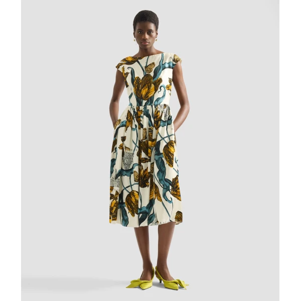 Erdem Floral Print Duchess Sleeveless Midi Dress - Dresses - British Romantic Luxury at Coveti