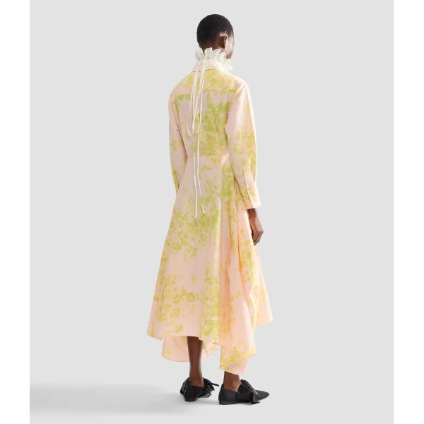 Erdem Floral Print Linen Chine Draped Midi Dress - Dresses - British Romantic Luxury at Coveti