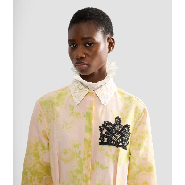 Erdem Floral Print Linen Chine Draped Midi Dress - Dresses - British Romantic Luxury at Coveti