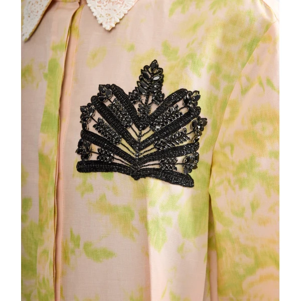 Erdem Floral Print Linen Chine Draped Midi Dress - Dresses - British Romantic Luxury at Coveti