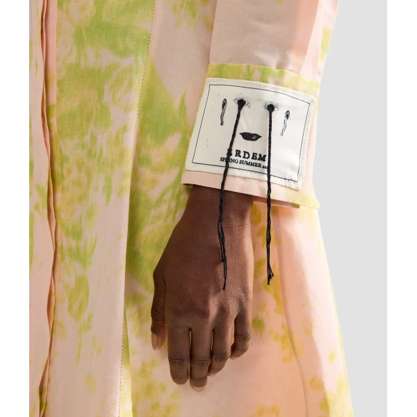 Erdem Floral Print Linen Chine Draped Midi Dress - Dresses - British Romantic Luxury at Coveti