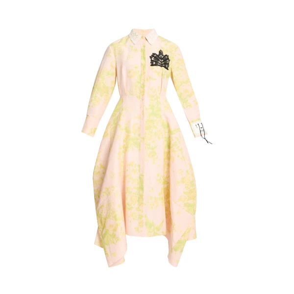 Erdem Floral Print Linen Chine Draped Midi Dress - Dresses - British Romantic Luxury at Coveti