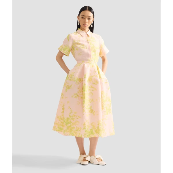 Erdem Floral Print Linen Chine Midi Full Skirt - Skirts - British Romantic Luxury at Coveti