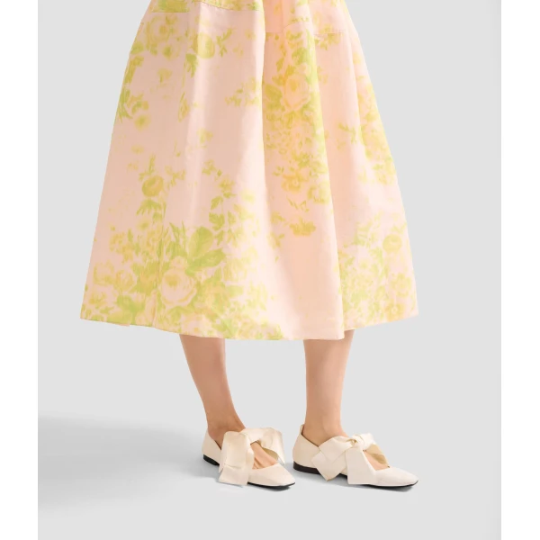 Erdem Floral Print Linen Chine Midi Full Skirt - Skirts - British Romantic Luxury at Coveti