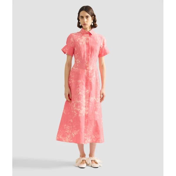 Erdem Floral Print Linen Chine Midi Shirt Dress - Dresses - British Romantic Luxury at Coveti