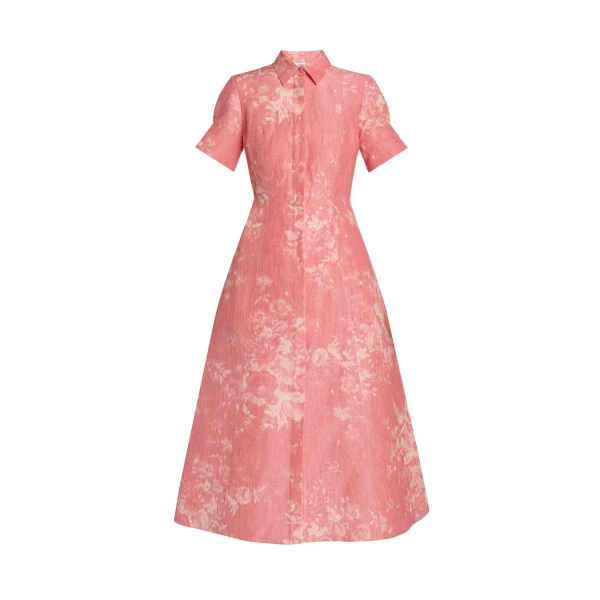 Erdem Floral Print Linen Chine Midi Shirt Dress - Dresses - British Romantic Luxury at Coveti