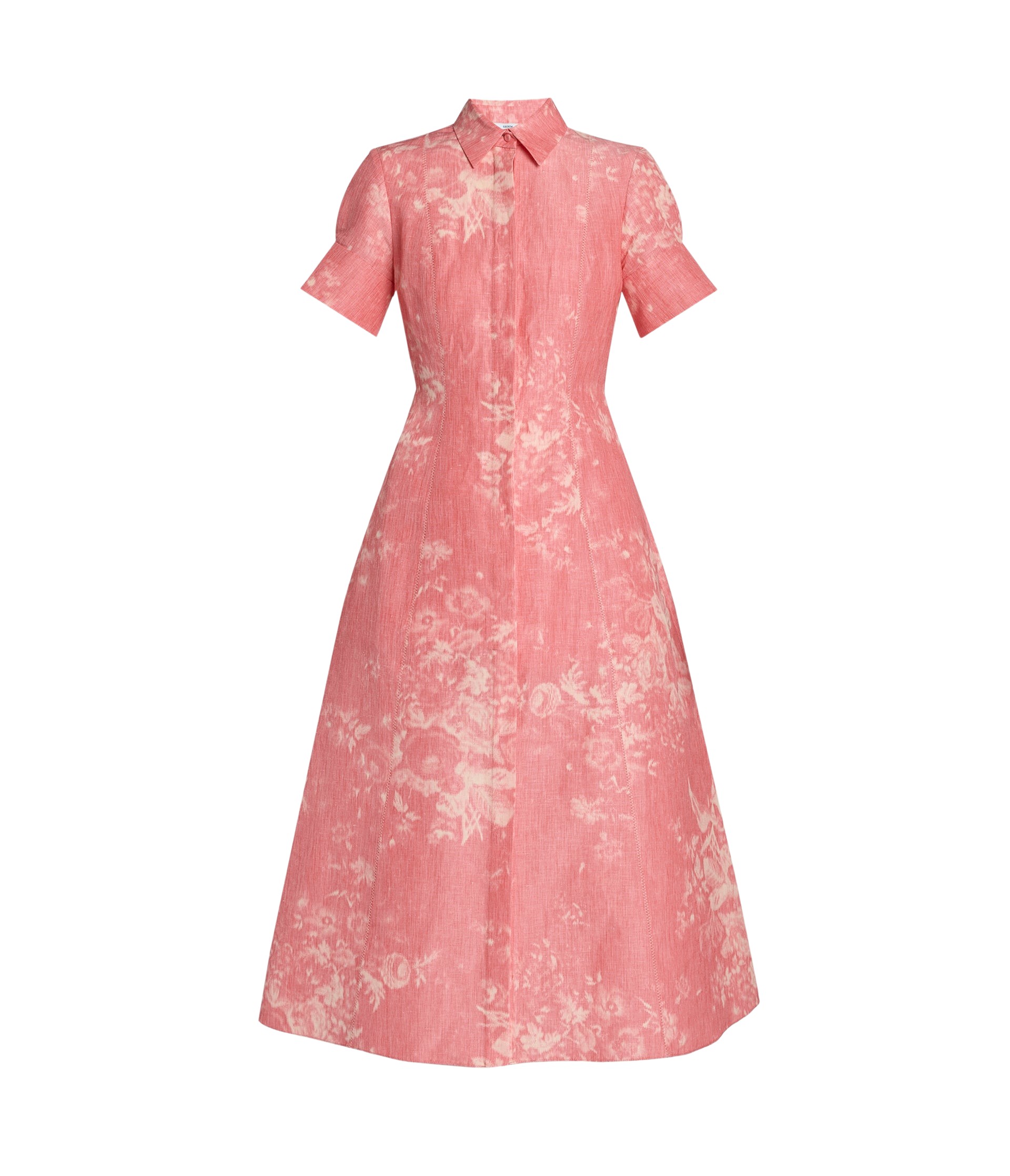 Erdem Floral Print Linen Chine Midi Shirt Dress
