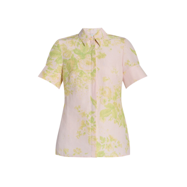 Erdem Floral Print Linen Chine Short Sleeve Shirt - Tops - British Romantic Luxury at Coveti