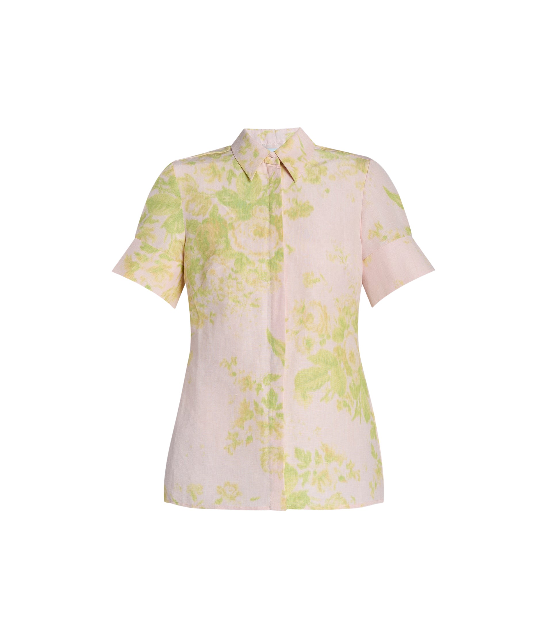 Erdem Floral Print Linen Chine Short Sleeve Shirt
