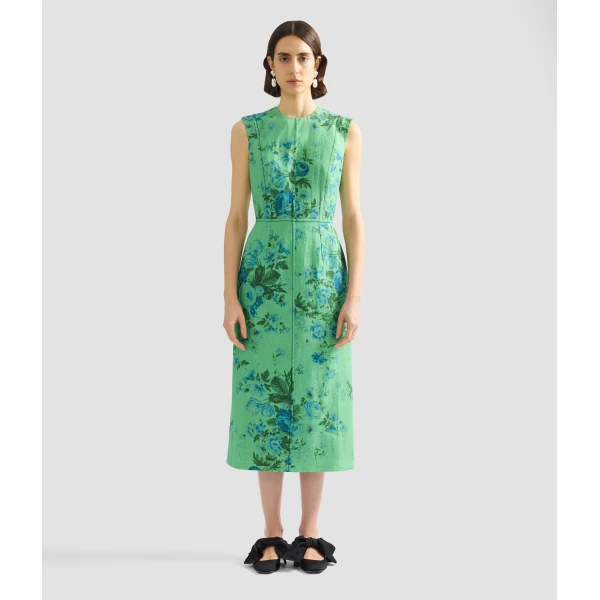 Erdem Floral Print Linen Pencil Midi Dress - Dresses - British Romantic Luxury at Coveti