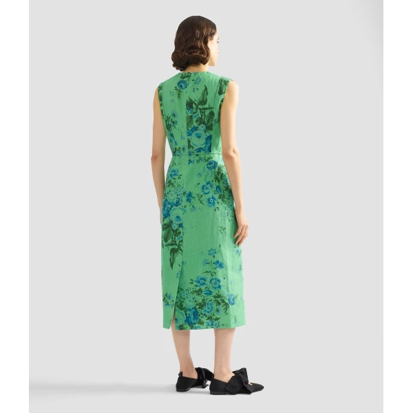Erdem Floral Print Linen Pencil Midi Dress - Dresses - British Romantic Luxury at Coveti
