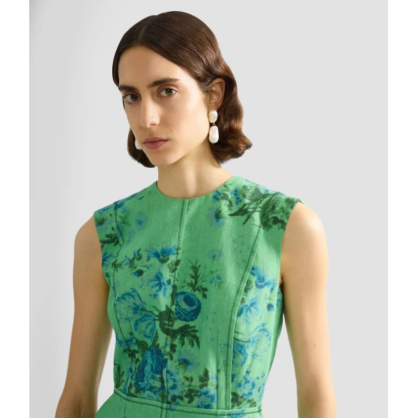 Erdem Floral Print Linen Pencil Midi Dress - Dresses - British Romantic Luxury at Coveti