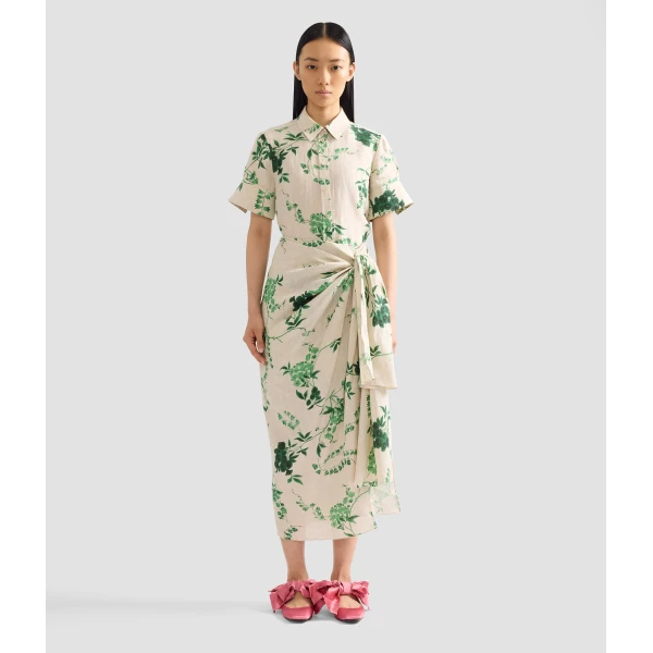 Erdem Floral Print Linen Short Sleeve Shirt - Tops - British Romantic Luxury at Coveti