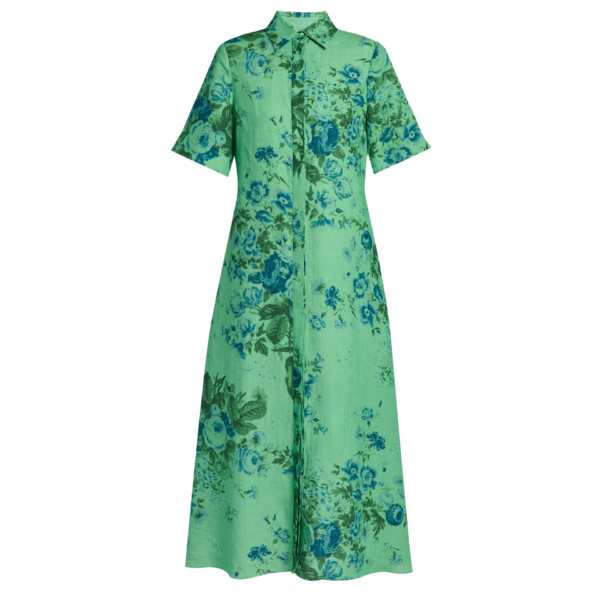 Erdem Floral Print Linen Tie Waist Midi Shirt Dress - Dresses - British Romantic Luxury at Coveti