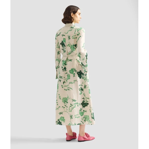 Erdem Floral Print Linen Tie Waisted Midi Dress - Dresses - British Romantic Luxury at Coveti