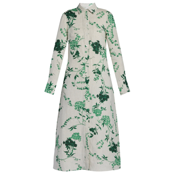 Erdem Floral Print Linen Tie Waisted Midi Dress - Dresses - British Romantic Luxury at Coveti