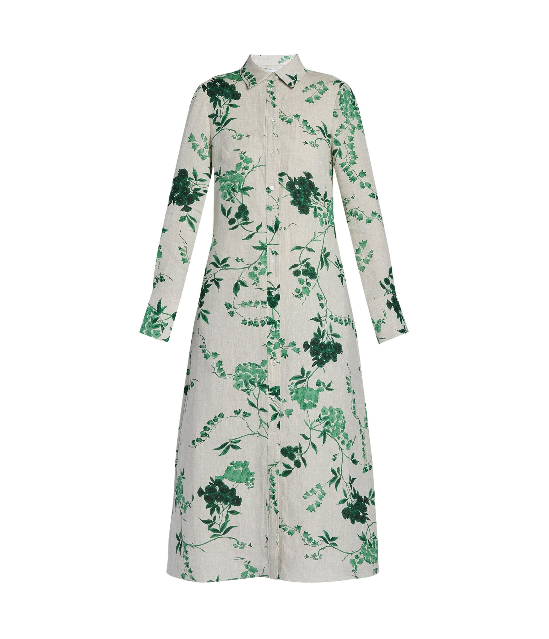 Erdem Floral Print Linen Tie Waisted Midi Dress