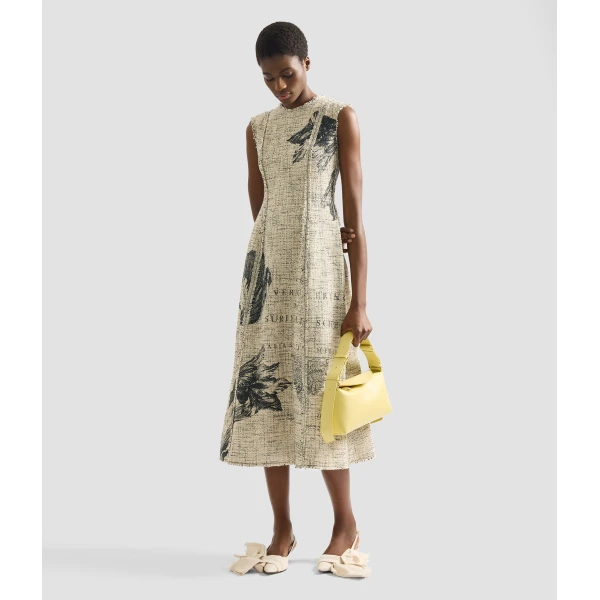 Erdem Floral Print Mouline Tweed Sleeveless Midi Dress - Dresses - British Romantic Luxury at Coveti