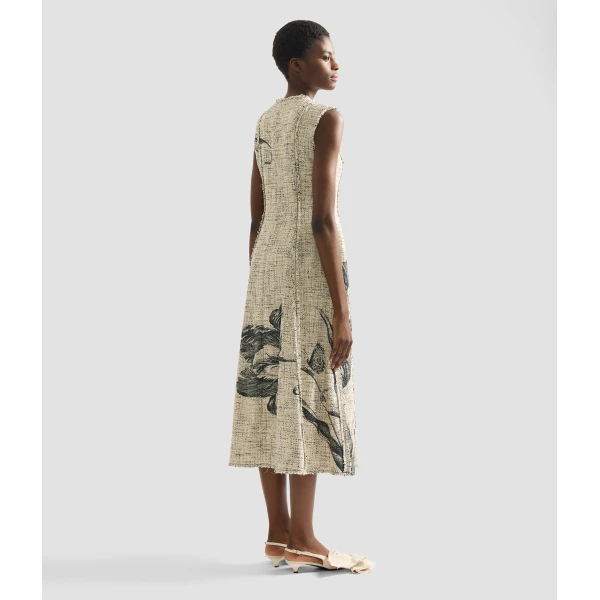 Erdem Floral Print Mouline Tweed Sleeveless Midi Dress - Dresses - British Romantic Luxury at Coveti
