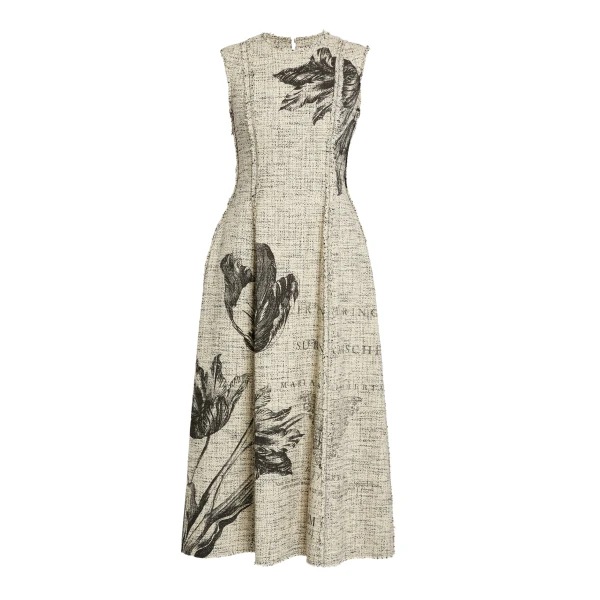 Erdem Floral Print Mouline Tweed Sleeveless Midi Dress - Dresses - British Romantic Luxury at Coveti