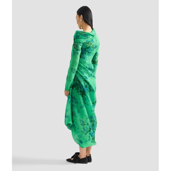 Erdem Floral Print Organza Cloque Draped Midi Dress - Dresses - British Romantic Luxury at Coveti