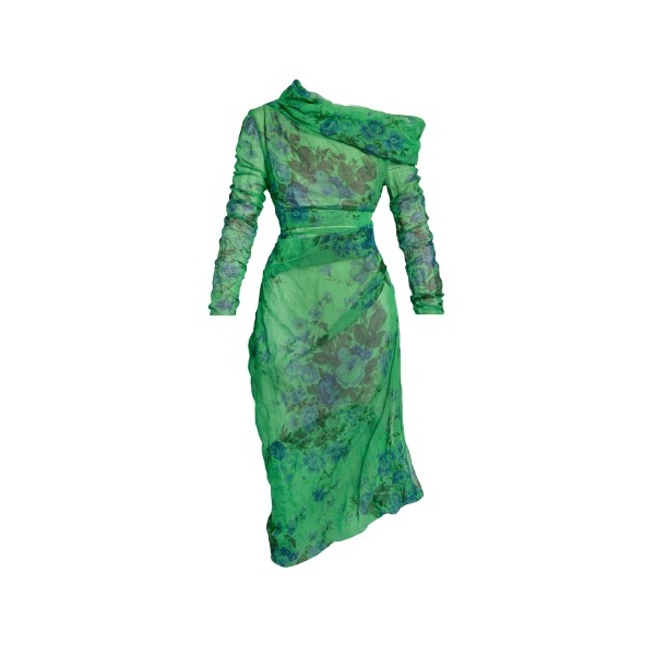 Erdem Floral Print Organza Cloque Draped Midi Dress - Dresses - British Romantic Luxury at Coveti