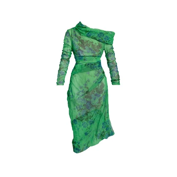Erdem Floral Print Organza Cloque Draped Midi Dress - Dresses - British Romantic Luxury at Coveti