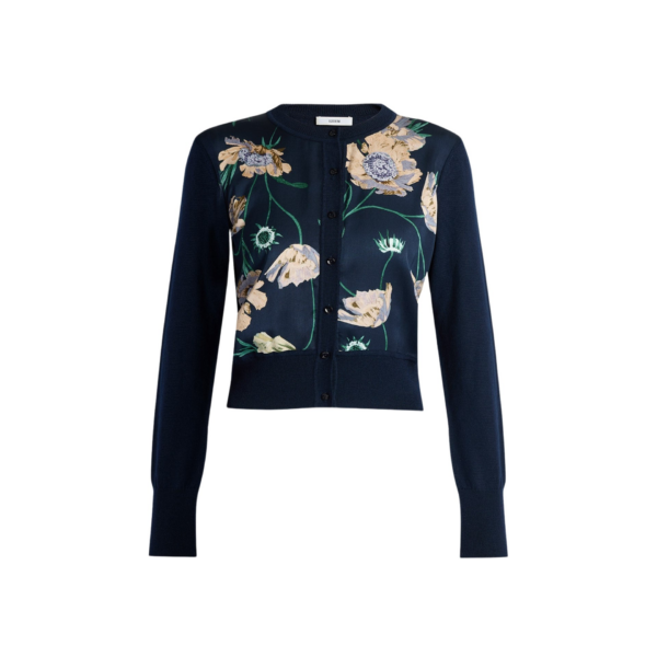 Erdem Floral Print Panel Cropped Cardigan - Knitwear - British Romantic Luxury at Coveti
